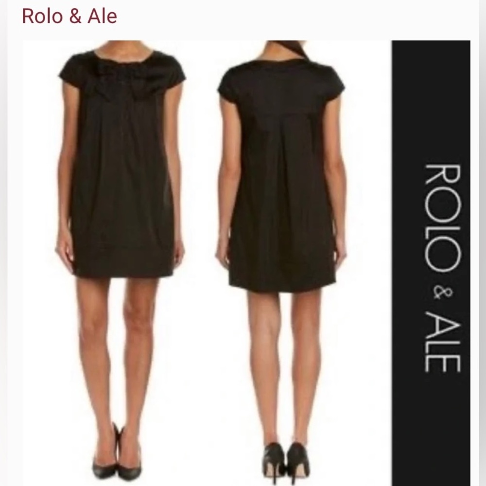 ROLO & ALE DRESS Black babydoll sheath with bow detail